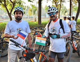 On the Russia-India friendship cycling rally in New Delhi On the Russia-India friendship cycling rally in New Delhi